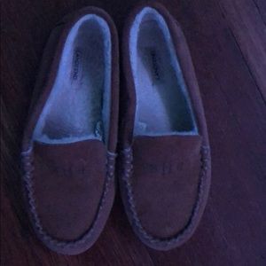 Brown lands end slippers